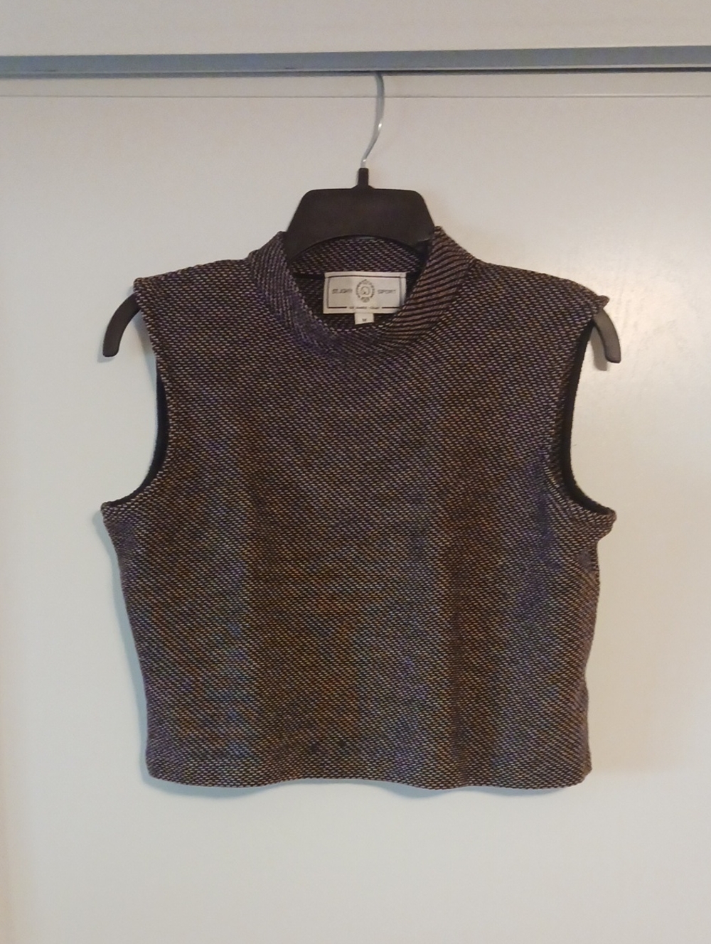 St. John Collection Sleeveless Cowl Neck Sweater - Black, Brown